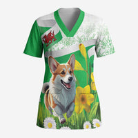 Wales Corgi Daffodil Scrub Top Playful Welsh Dog - Wonder Print Shop