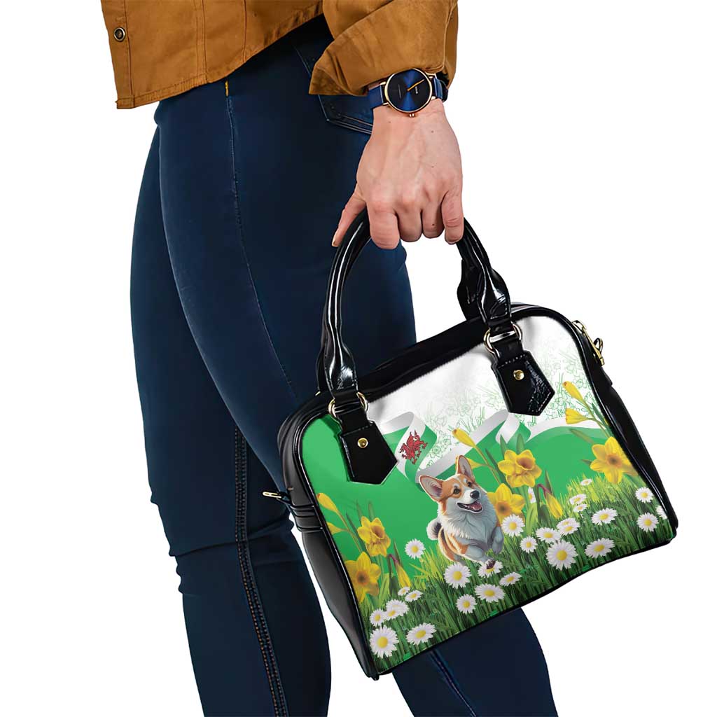 Wales Corgi Daffodil Shoulder Handbag Playful Welsh Dog - Wonder Print Shop
