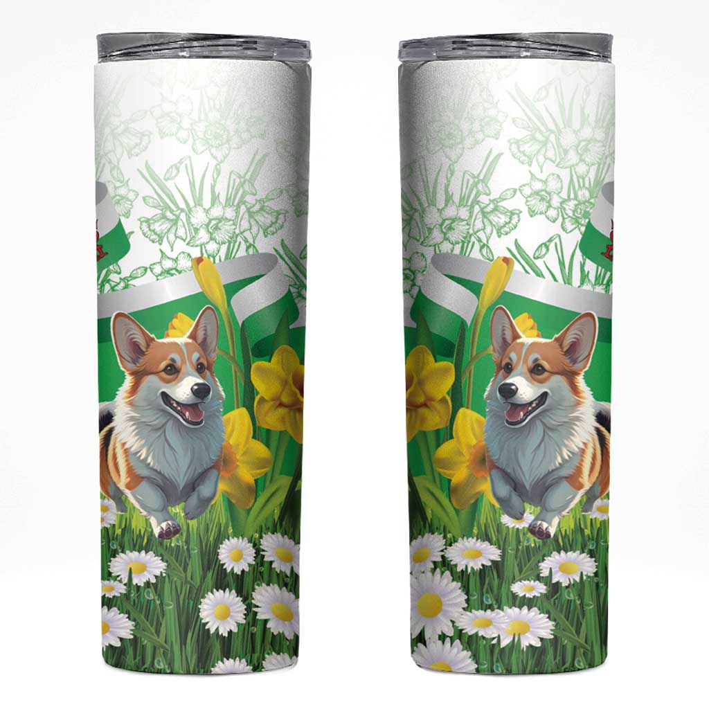 Wales Corgi Daffodil Skinny Tumbler Playful Welsh Dog - Wonder Print Shop