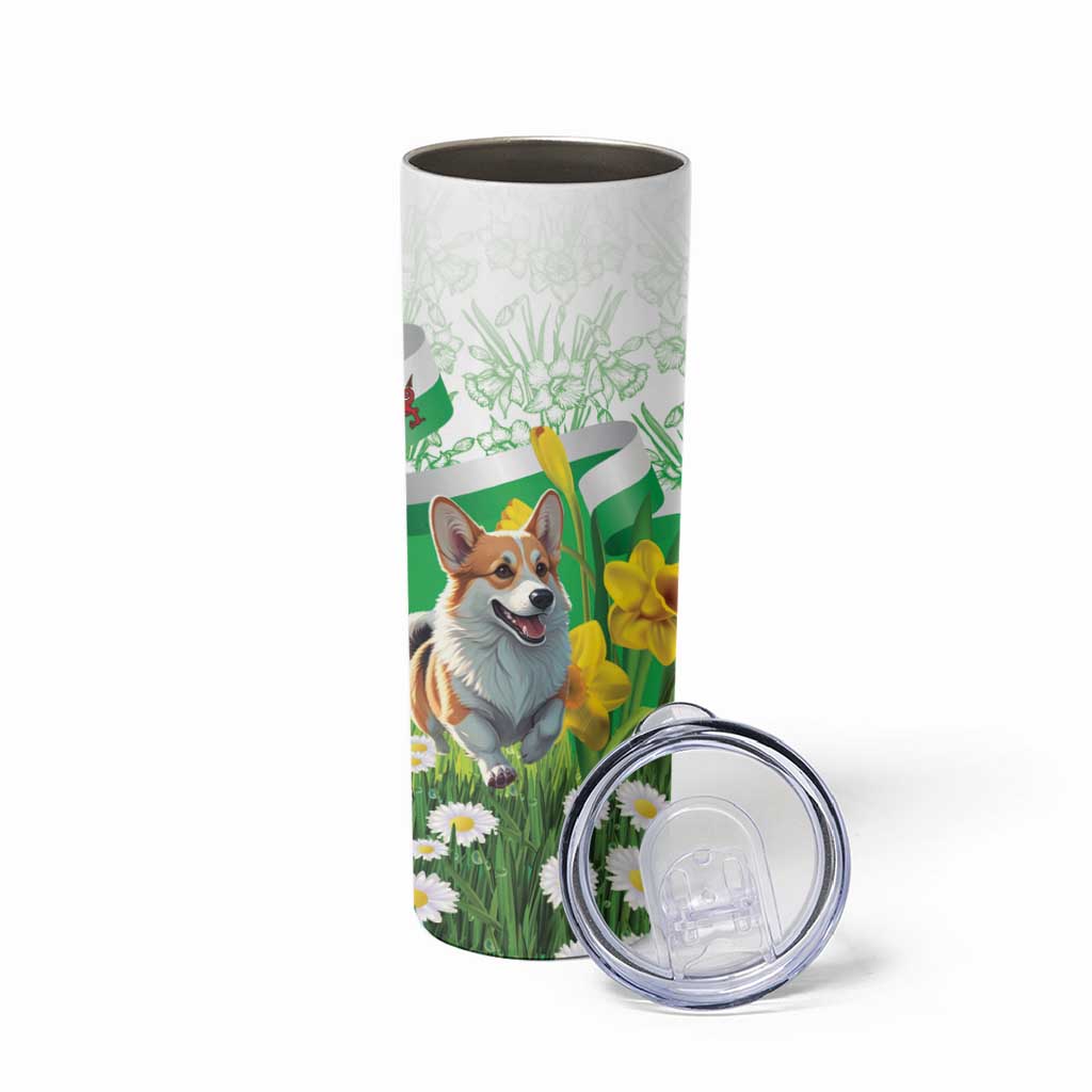 Wales Corgi Daffodil Skinny Tumbler Playful Welsh Dog - Wonder Print Shop