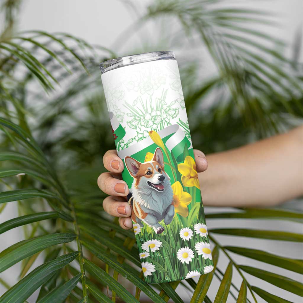 Wales Corgi Daffodil Skinny Tumbler Playful Welsh Dog - Wonder Print Shop