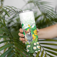Wales Corgi Daffodil Skinny Tumbler Playful Welsh Dog - Wonder Print Shop