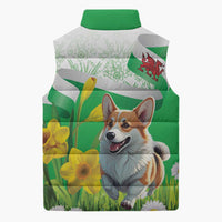 Wales Corgi Daffodil Sleeveless Puffer Jacket Playful Welsh Dog - Wonder Print Shop