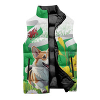 Wales Corgi Daffodil Sleeveless Puffer Jacket Playful Welsh Dog - Wonder Print Shop