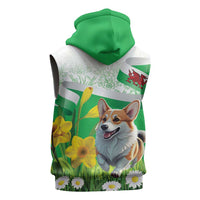 Wales Corgi Daffodil Sleeveless Zip Hoodie Playful Welsh Dog - Wonder Print Shop