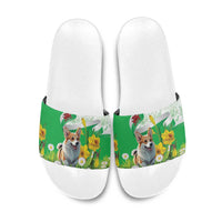 Wales Corgi Daffodil Slide Sandals Playful Welsh Dog - Wonder Print Shop