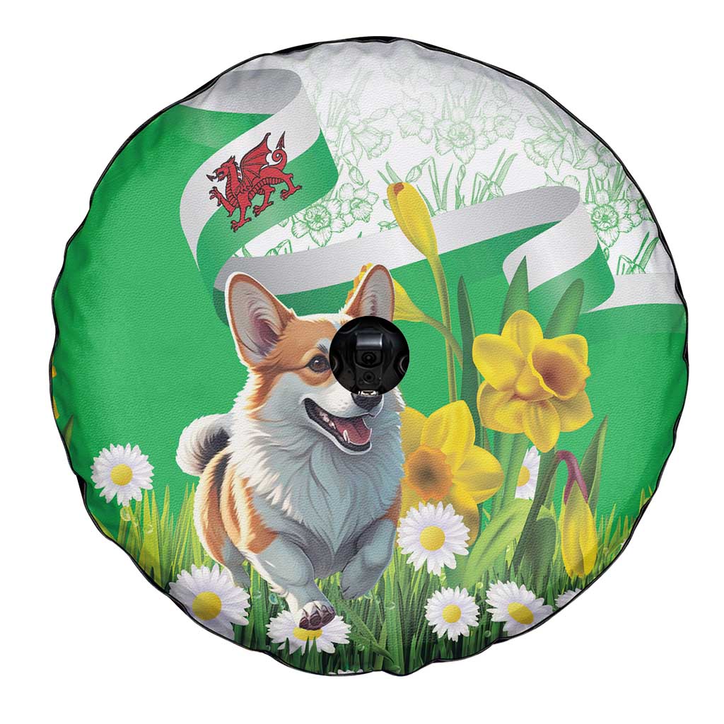 Wales Corgi Daffodil Spare Tire Cover Playful Welsh Dog - Wonder Print Shop