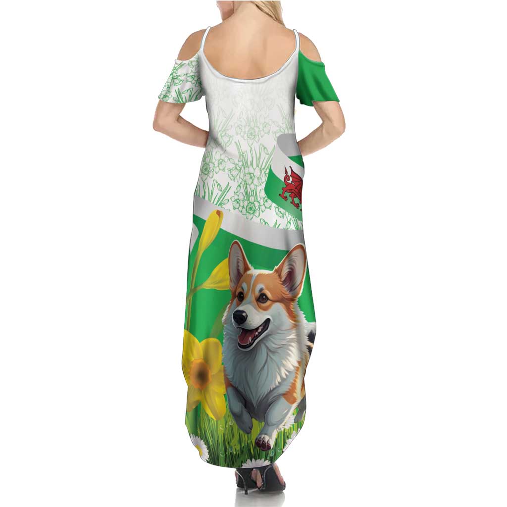 Wales Corgi Daffodil Summer Maxi Dress Playful Welsh Dog - Wonder Print Shop