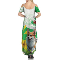 Wales Corgi Daffodil Summer Maxi Dress Playful Welsh Dog - Wonder Print Shop