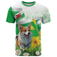 Wales Corgi Daffodil T Shirt Playful Welsh Dog - Wonder Print Shop
