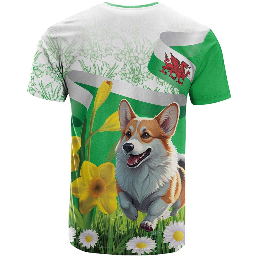 Wales Corgi Daffodil T Shirt Playful Welsh Dog - Wonder Print Shop