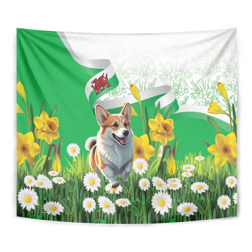 Wales Corgi Daffodil Tapestry Playful Welsh Dog - Wonder Print Shop