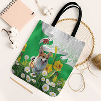 Wales Corgi Daffodil Tote Bag Playful Welsh Dog - Wonder Print Shop