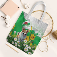 Wales Corgi Daffodil Tote Bag Playful Welsh Dog - Wonder Print Shop
