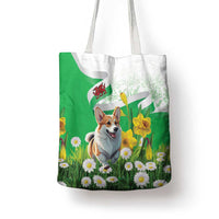 Wales Corgi Daffodil Tote Bag Playful Welsh Dog - Wonder Print Shop