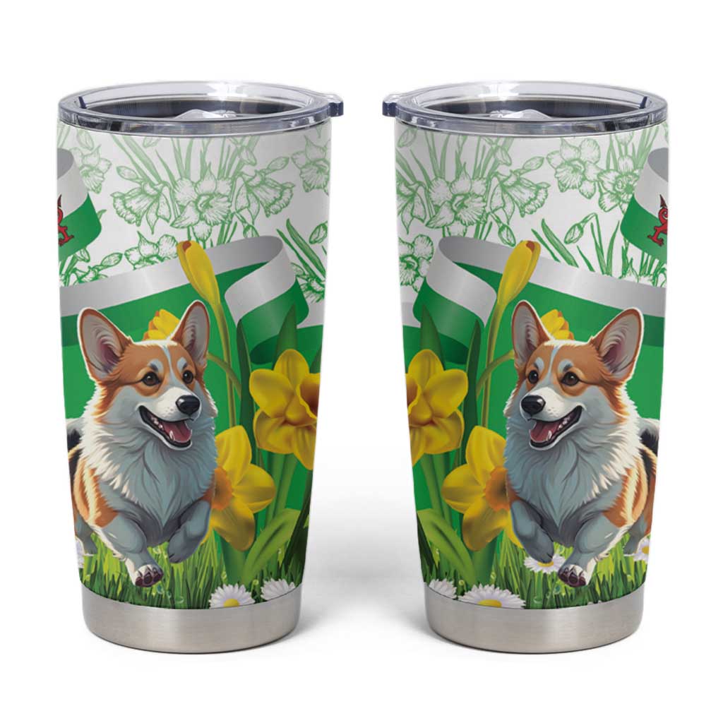 Wales Corgi Daffodil Tumbler Cup Playful Welsh Dog - Wonder Print Shop