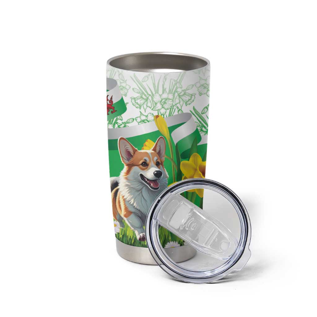 Wales Corgi Daffodil Tumbler Cup Playful Welsh Dog - Wonder Print Shop