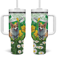 Wales Corgi Daffodil Tumbler With Handle Playful Welsh Dog - Wonder Print Shop