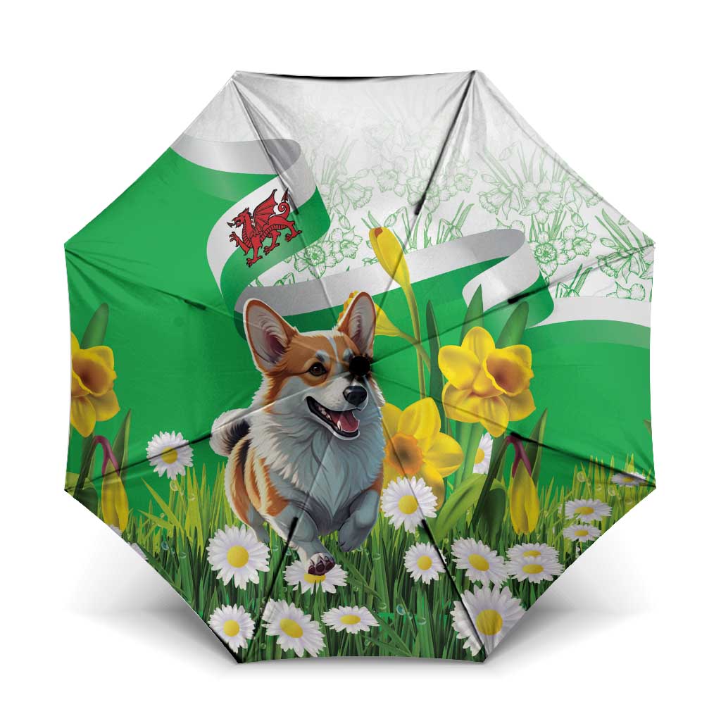 Wales Corgi Daffodil Umbrella Playful Welsh Dog - Wonder Print Shop
