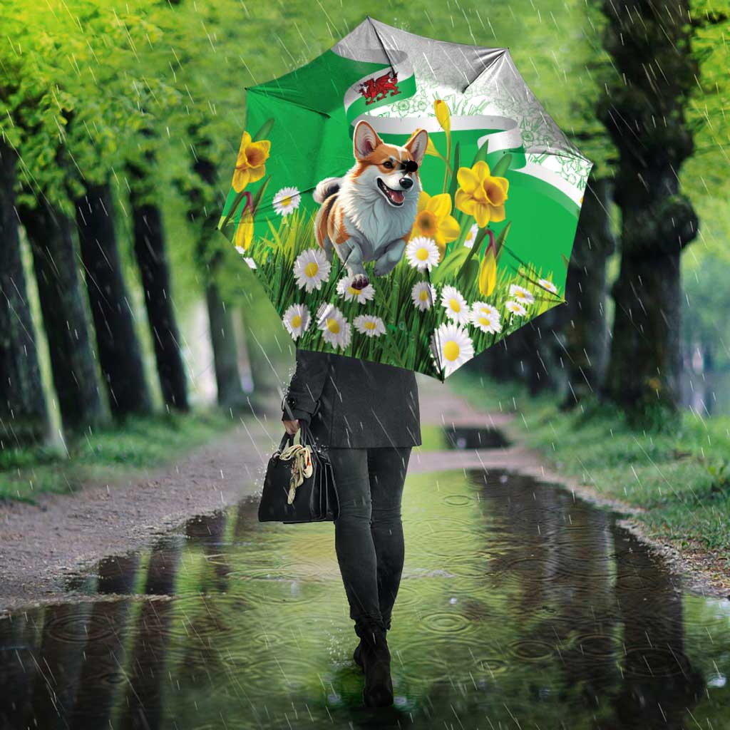 Wales Corgi Daffodil Umbrella Playful Welsh Dog - Wonder Print Shop