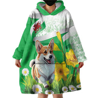 Wales Corgi Daffodil Wearable Blanket Hoodie Playful Welsh Dog - Wonder Print Shop