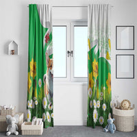 Wales Corgi Daffodil Window Curtain Playful Welsh Dog - Wonder Print Shop