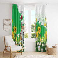 Wales Corgi Daffodil Window Curtain Playful Welsh Dog - Wonder Print Shop