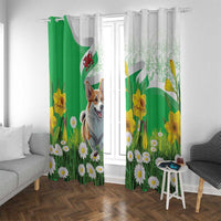 Wales Corgi Daffodil Window Curtain Playful Welsh Dog - Wonder Print Shop