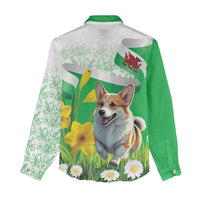 Wales Corgi Daffodil Women Casual Shirt Playful Welsh Dog - Wonder Print Shop
