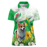 Wales Corgi Daffodil Women Polo Shirt Playful Welsh Dog - Wonder Print Shop