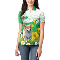 Wales Corgi Daffodil Women Polo Shirt Playful Welsh Dog - Wonder Print Shop