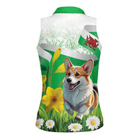 Wales Corgi Daffodil Women Sleeveless Polo Shirt Playful Welsh Dog - Wonder Print Shop