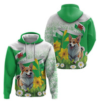 Wales Corgi Daffodil Zip Hoodie Playful Welsh Dog - Wonder Print Shop