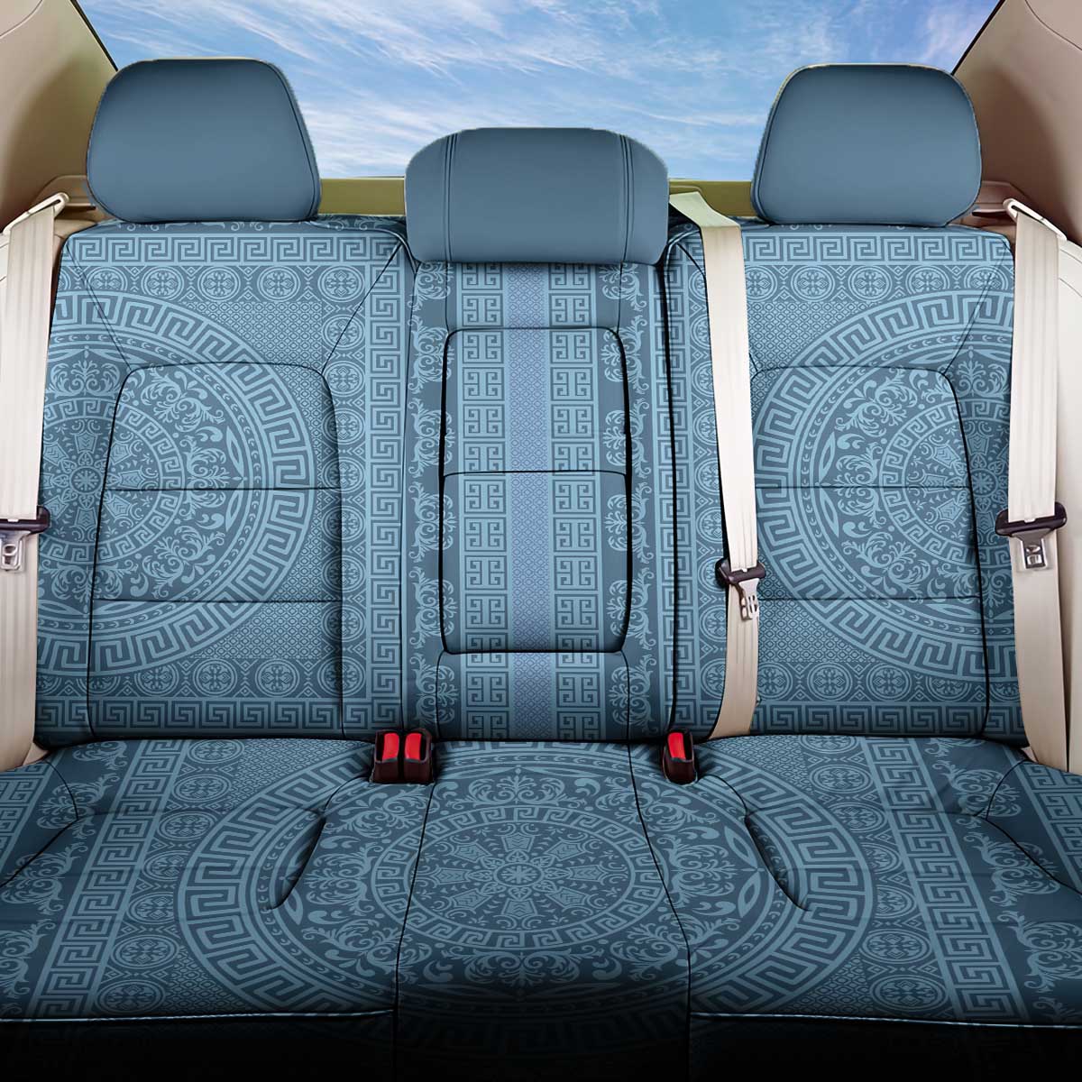 Greek Key Pattern Back Car Seat Cover Ancient Meander Geometric Art