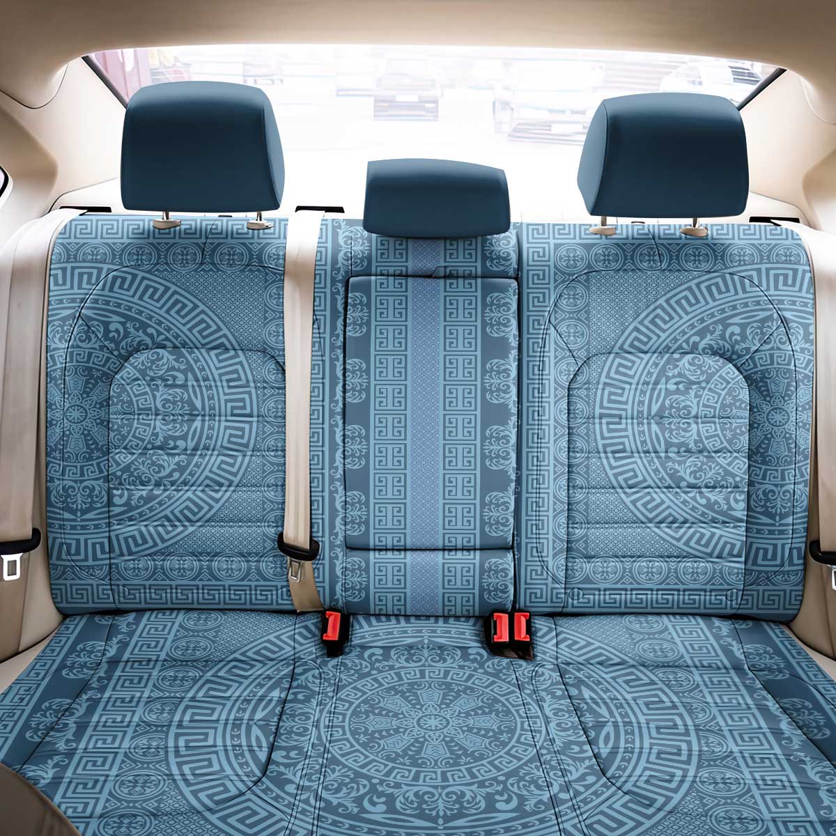 Greek Key Pattern Back Car Seat Cover Ancient Meander Geometric Art
