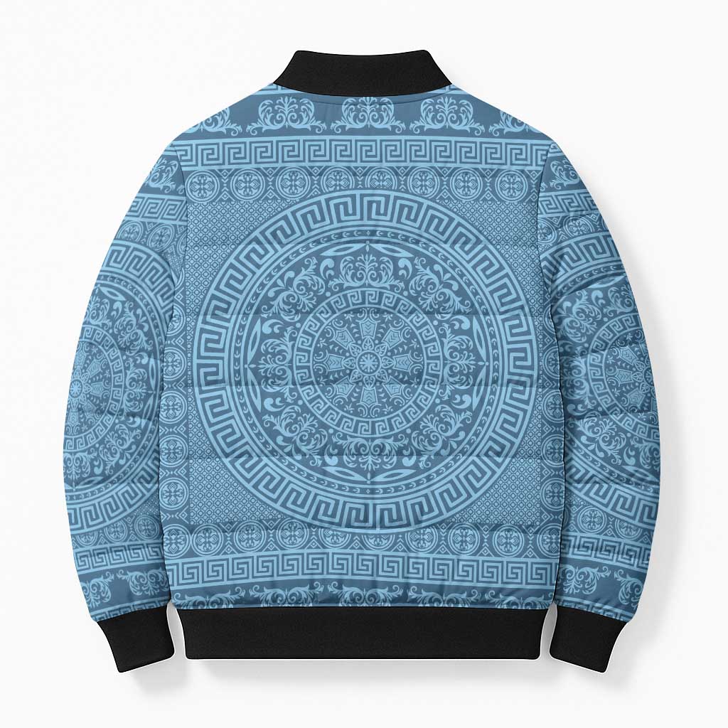 Greek Key Pattern Bomber Puffer Jacket Ancient Meander Geometric Art