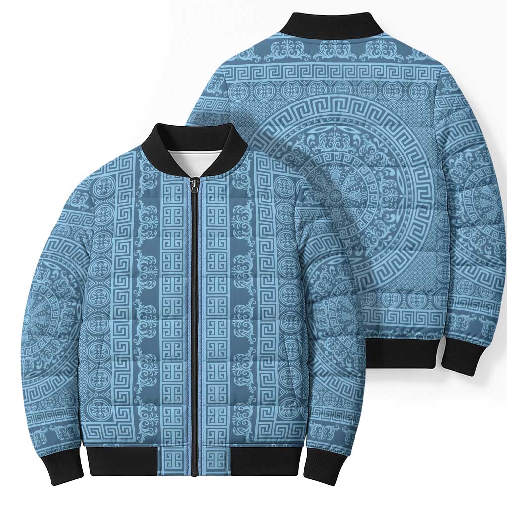 Greek Key Pattern Bomber Puffer Jacket Ancient Meander Geometric Art