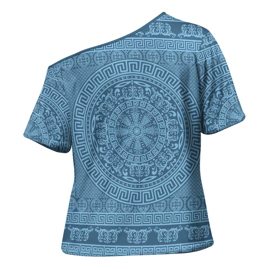 Greek Key Pattern Cross Shoulder Shirt Ancient Meander Geometric Art