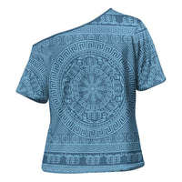 Greek Key Pattern Cross Shoulder Shirt Ancient Meander Geometric Art