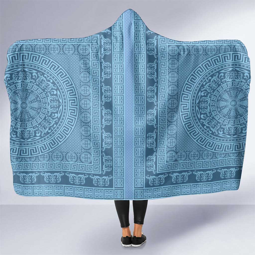 Greek Key Pattern Hooded Blanket Ancient Meander Geometric Art