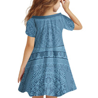 Greek Key Pattern Kid Short Sleeve Dress Ancient Meander Geometric Art