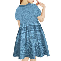 Greek Key Pattern Kid Short Sleeve Dress Ancient Meander Geometric Art