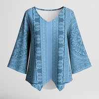 Greek Key Pattern Kimono Sleeve Blouse Ancient Meander Geometric Art
