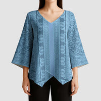 Greek Key Pattern Kimono Sleeve Blouse Ancient Meander Geometric Art