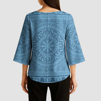 Greek Key Pattern Kimono Sleeve Blouse Ancient Meander Geometric Art