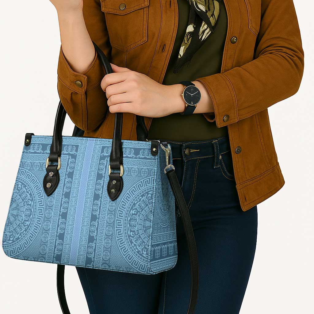Greek Key Pattern Leather Bag Ancient Meander Geometric Art