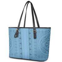 Greek Key Pattern Leather Tote Bag Ancient Meander Geometric Art