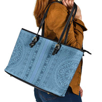 Greek Key Pattern Leather Tote Bag Ancient Meander Geometric Art