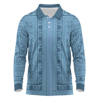 Greek Key Pattern Long Sleeve Polo Shirt Ancient Meander Geometric Art