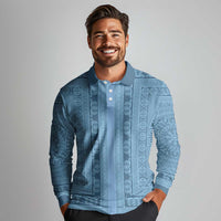 Greek Key Pattern Long Sleeve Polo Shirt Ancient Meander Geometric Art